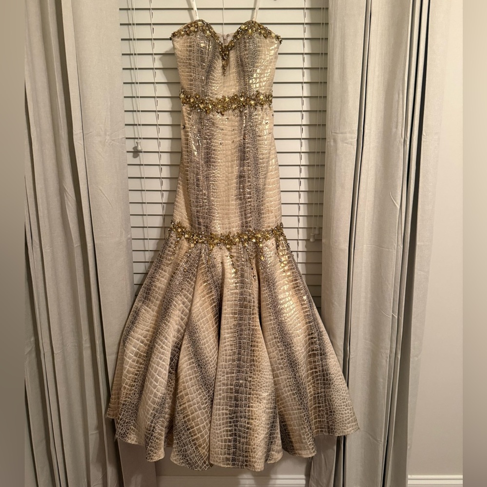 Jovani Cream Satin Gown